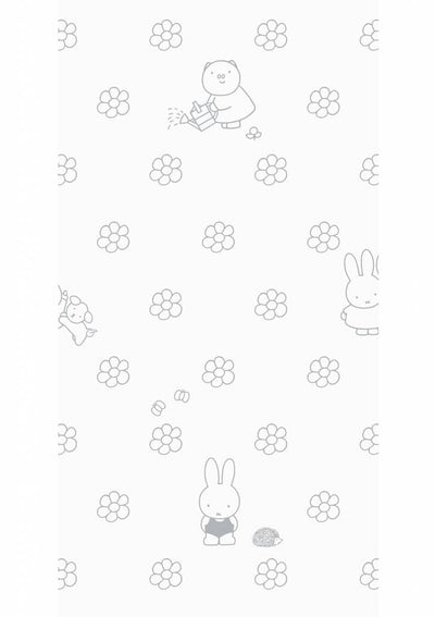 product image for Miffy Flowers Kids Wallpaper in Grey by KEK Amsterdam 97