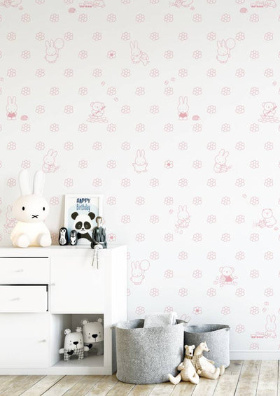 product image for Miffy Flowers Kids Wallpaper in Pink by KEK Amsterdam 51