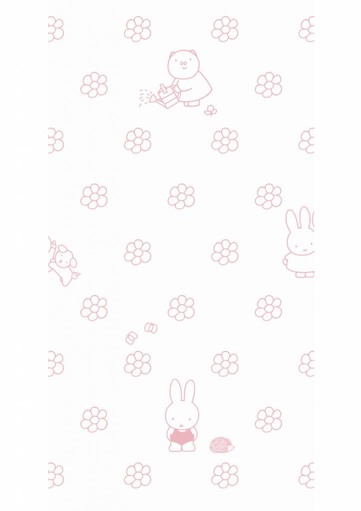 media image for Miffy Flowers Kids Wallpaper in Pink by KEK Amsterdam 288