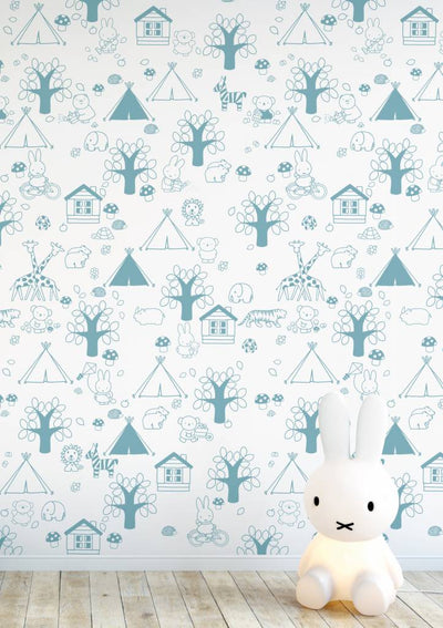 product image for Miffy Outdoor Fun Kids Wallpaper in Blue by KEK Amsterdam 5