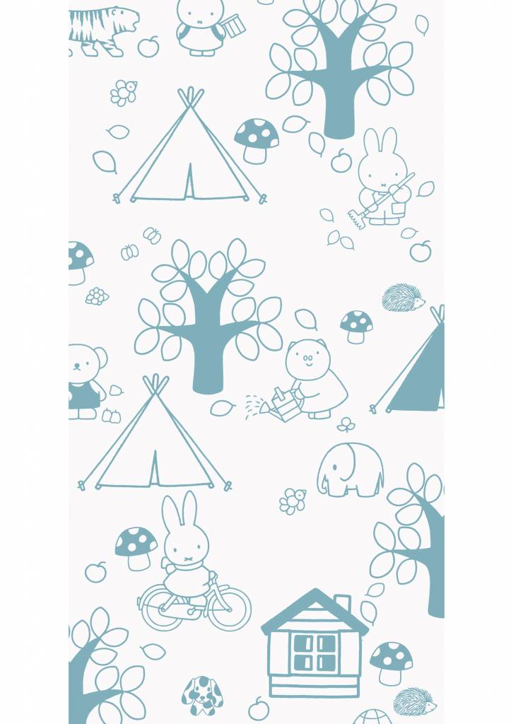 media image for Miffy Outdoor Fun Kids Wallpaper in Blue by KEK Amsterdam 265