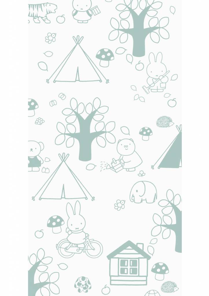 media image for Miffy Outdoor Fun Kids Wallpaper in Green by KEK Amsterdam 242