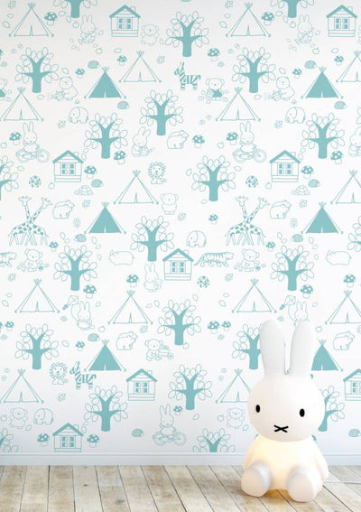 product image for Miffy Outdoor Fun Kids Wallpaper in Mint by KEK Amsterdam 62