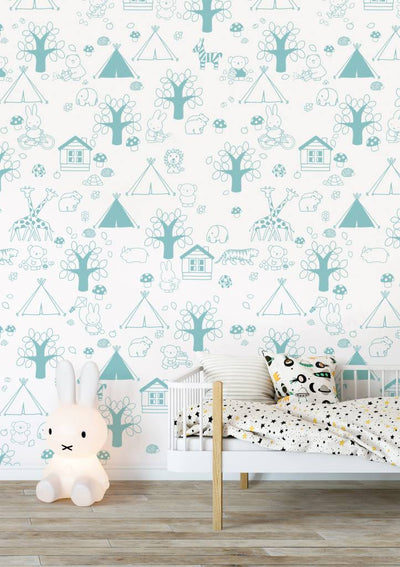 product image for Miffy Outdoor Fun Kids Wallpaper in Mint by KEK Amsterdam 9