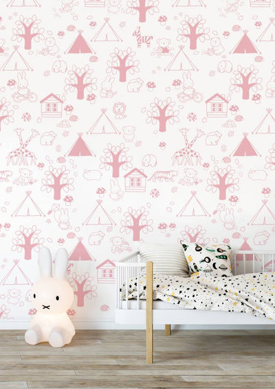 product image for Miffy Outdoor Fun Kids Wallpaper in Pink by KEK Amsterdam 87