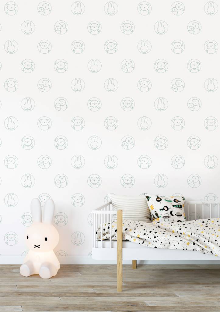 media image for Miffy Potraits Kids Wallpaper in Green by KEK Amsterdam 241