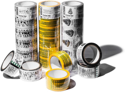 product image for packing tape in attention design by puebco 6 22