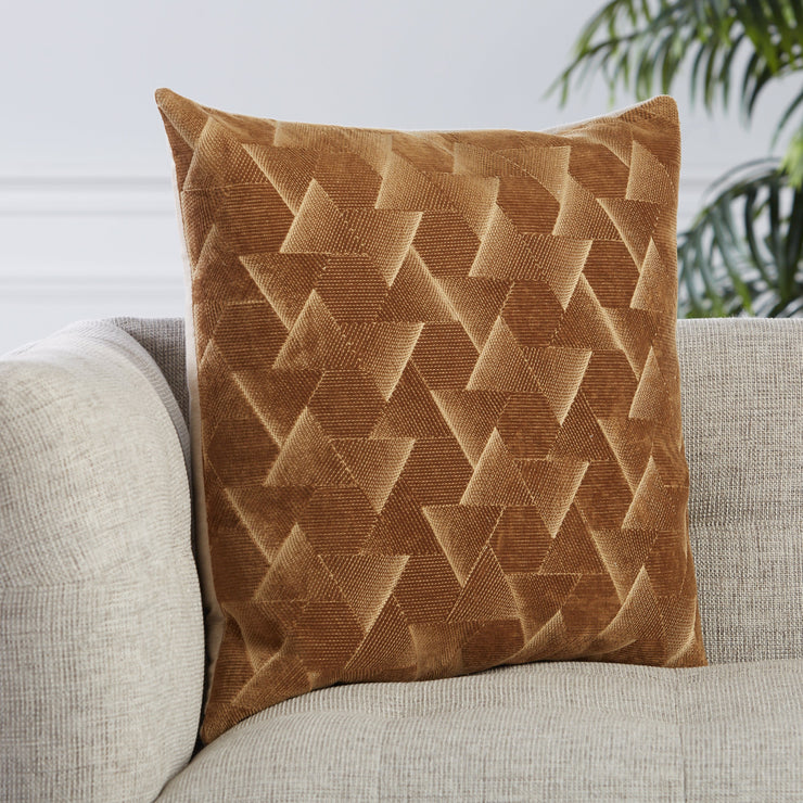 Jacques Geometric Pillow in Brown by Jaipur Living