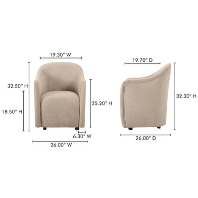 product image for Drava Rolling Dining Chair Moes Home Collection Mhc Oa 1034 34 17 12