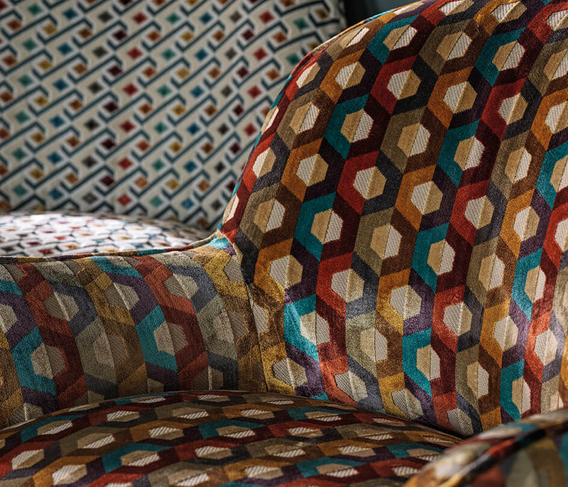 media image for Viviana Favo Terracotta/Gold/Petrol Fabric 28