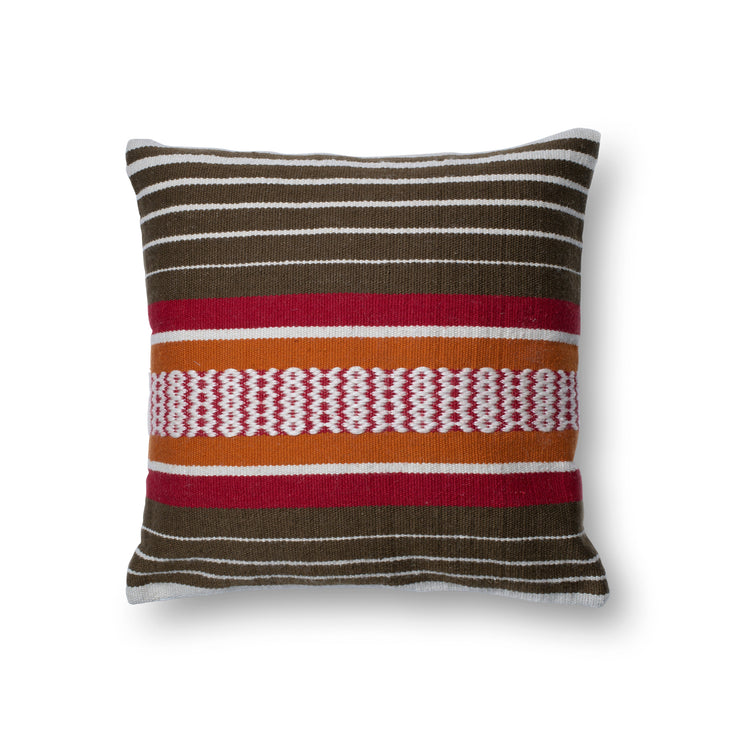 Brown & Multi Indoor/Outdoor Pillow by Loloi