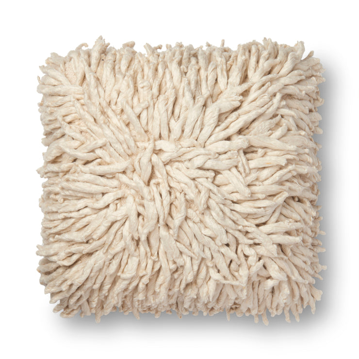 Shaggy Viscose Pillow in Cream by Loloi