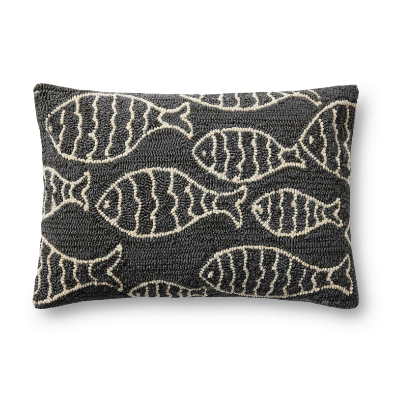 media image for Hooked Grey Pillow Cover - Open Box 1 239