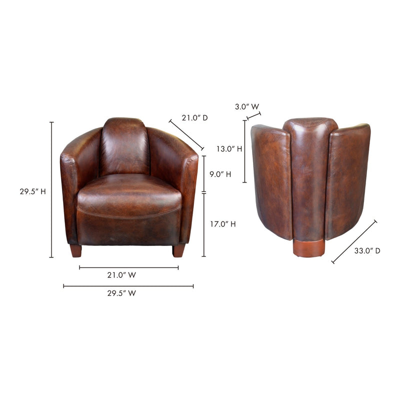 media image for Salzburg Club Chair Cappuccino Brown Leather 6 232