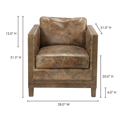 product image for Darlington Club Chair Grazed Brown Leather 4 19