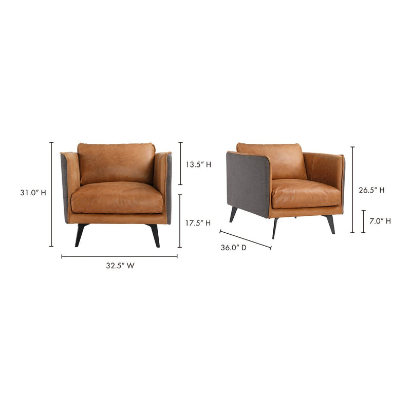 media image for Messina Leather Arm Chair Cigare Tan Leather 7 221