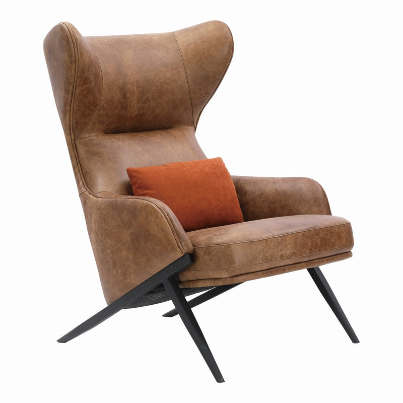 media image for Amos Leather Accent Chair Open Road Brown Leather 2 282