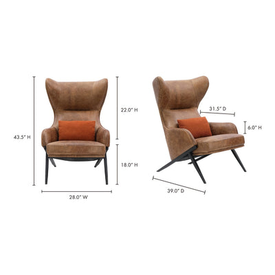 product image for Amos Leather Accent Chair Open Road Brown Leather 8 31