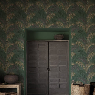 product image for Synergy Felce Tonale Wallpaper in Dark Green 88