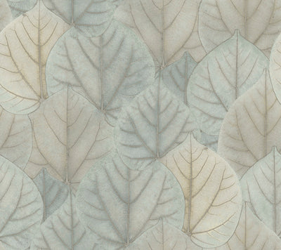 product image of Leaf Concerto Blue/Taupe Peel & Stick Wallpaper by Candice Olson 566