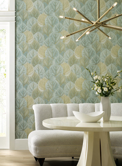 product image for Leaf Concerto Turquoise Peel & Stick Wallpaper by Candice Olson 63