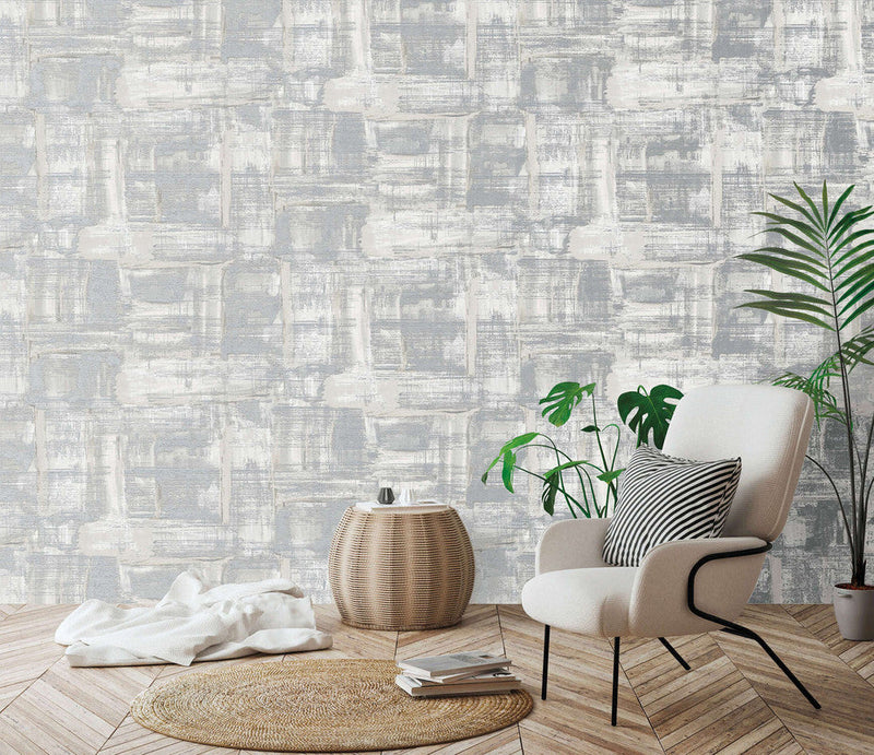 media image for Abstract Wallpaper in Silver Grey/Cream 239