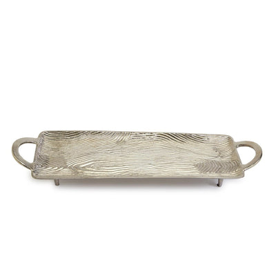product image of Silver Wood Grain Rectangular Footed Tray By Tozai Szd004 1 513