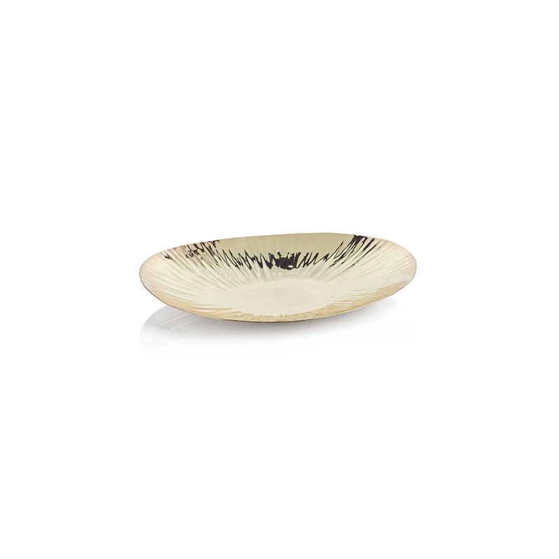 media image for Shiny Rippled Oval Gold Tray in Various Sizes 249