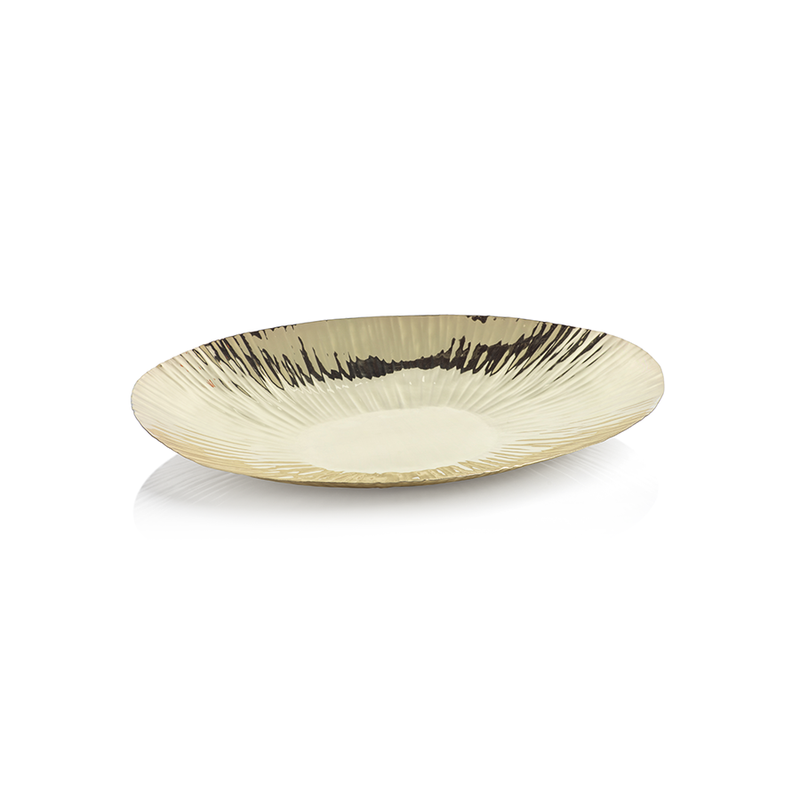 media image for Shiny Rippled Oval Gold Tray in Various Sizes 298