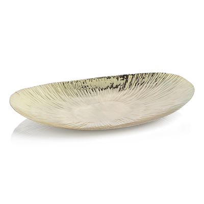 product image for Shiny Rippled Oval Gold Tray in Various Sizes 75