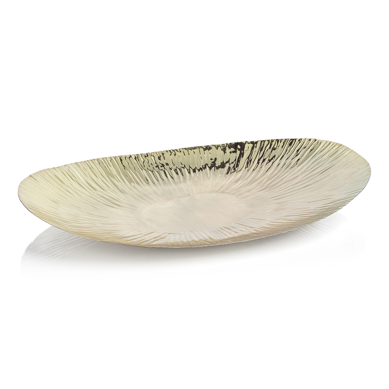 media image for Shiny Rippled Oval Gold Tray in Various Sizes 236