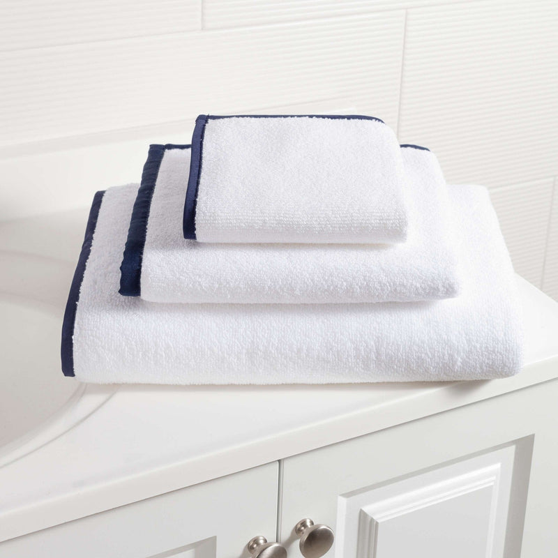 media image for signature banded white indigo towel by annie selke sbwibs 1 296