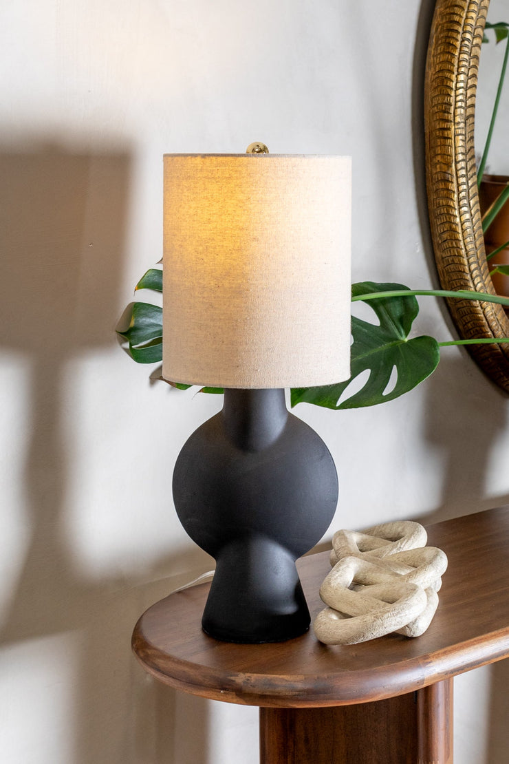Matte Black Terracotta Table Lamp