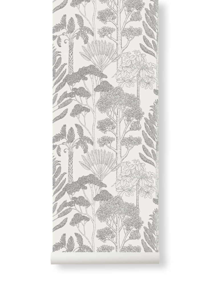 Trees Wallpaper in Off-White by Katie Scott for Ferm Living