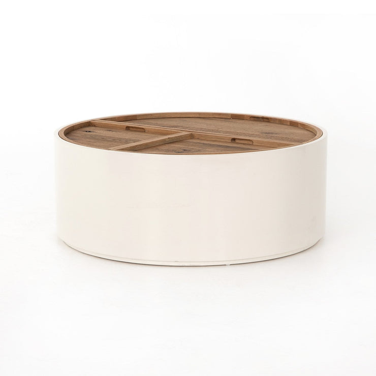 cas drum coffee table in cream lacquer 1