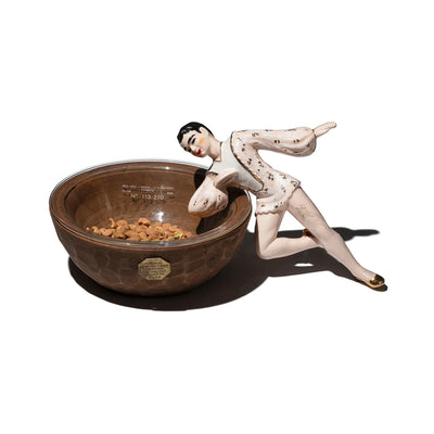 product image of Vintage Wooden Pet Bowl with Glass 574