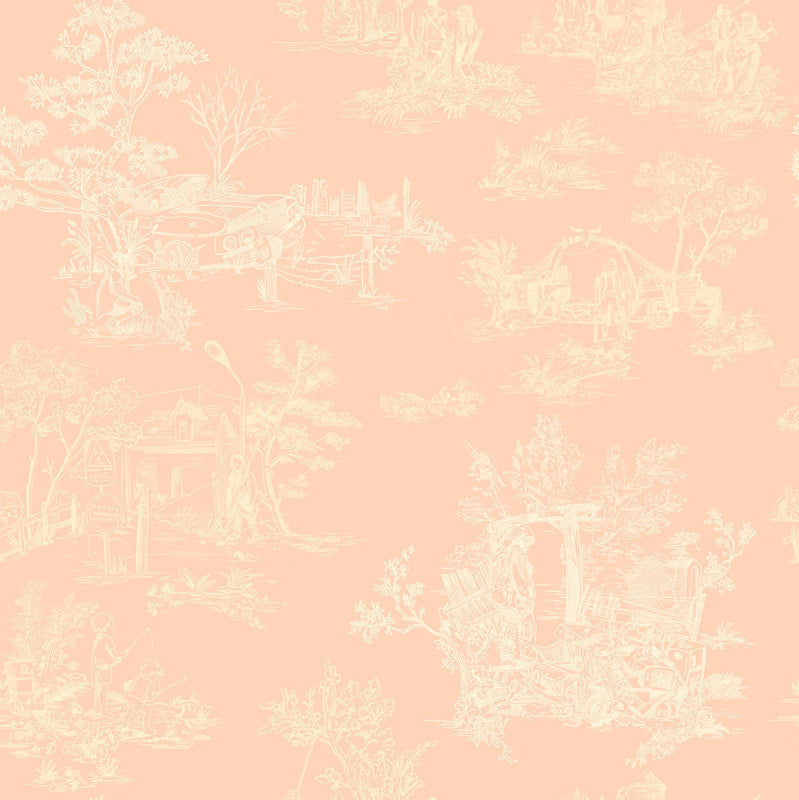 media image for Sample Apocalypse Toile Wallpaper in Blush/Tan 222