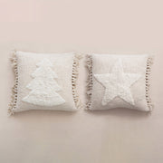 20 square cotton blend punch hook pillow w tassels cream color 2 styles 1