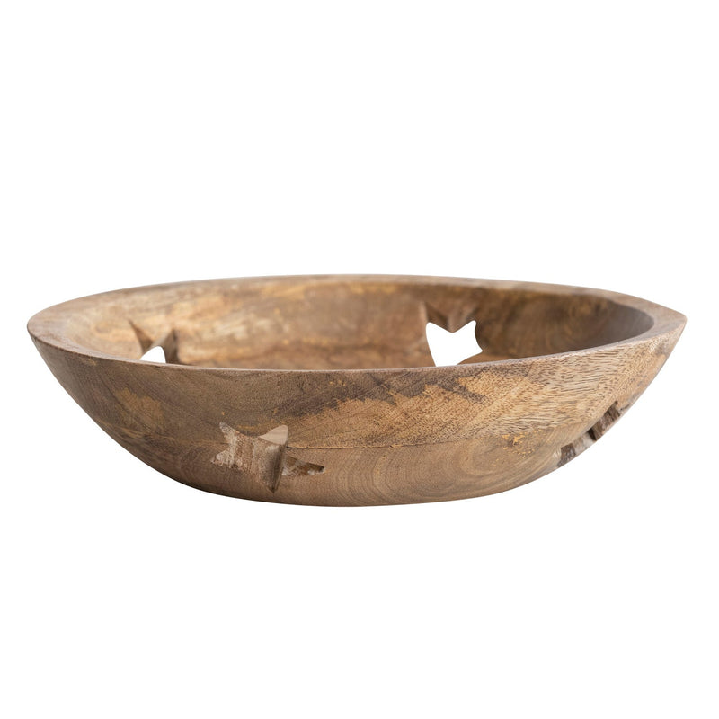 media image for Mango Wood Bowl with Star Cut-Outs 212