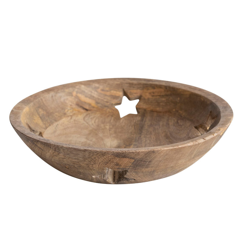 media image for Mango Wood Bowl with Star Cut-Outs 295