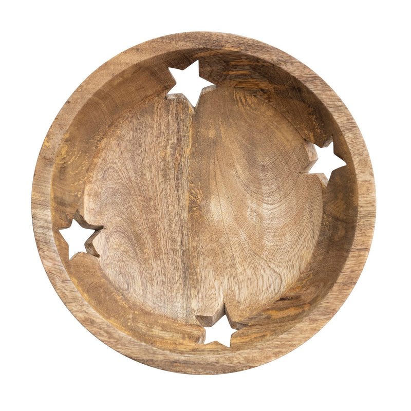 media image for Mango Wood Bowl with Star Cut-Outs 214