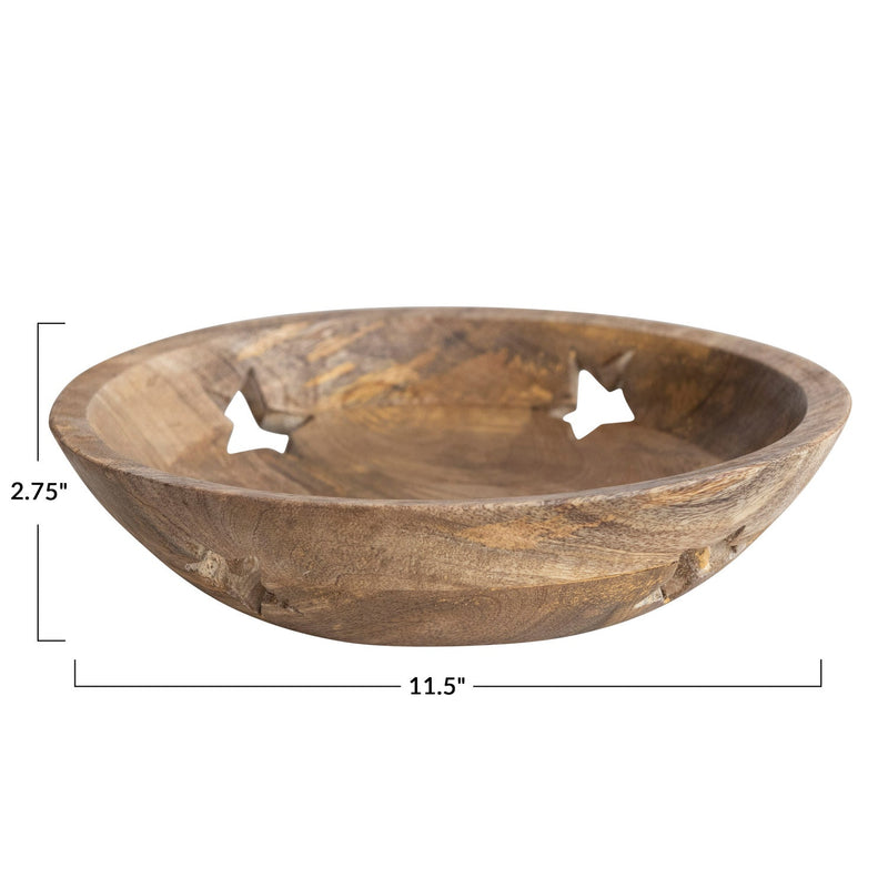 media image for Mango Wood Bowl with Star Cut-Outs 279