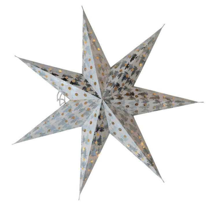 media image for Recycled Paper 7 Point Star Ornament w/ LED Light String 266