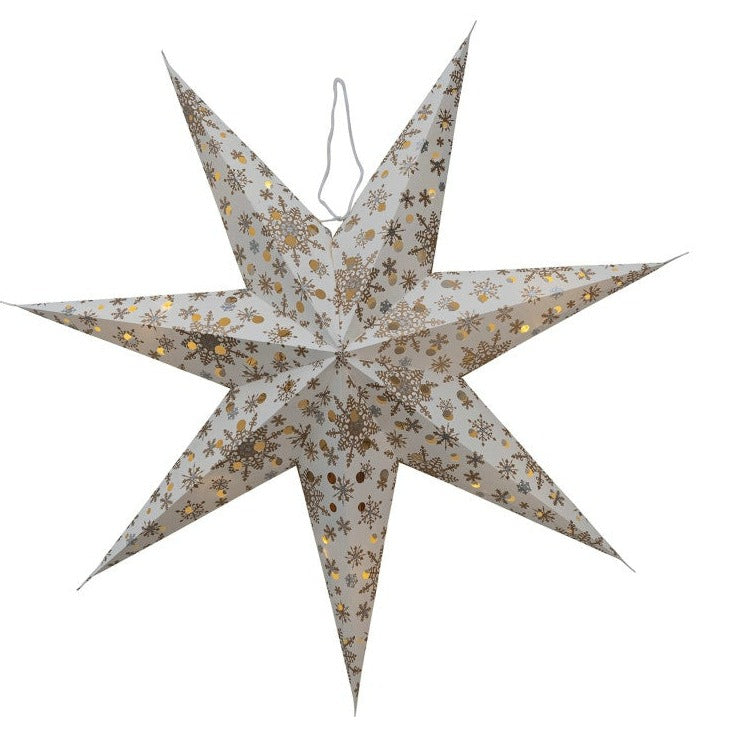 media image for Recycled Paper 7 Point Star Ornament w/ LED Light String 254