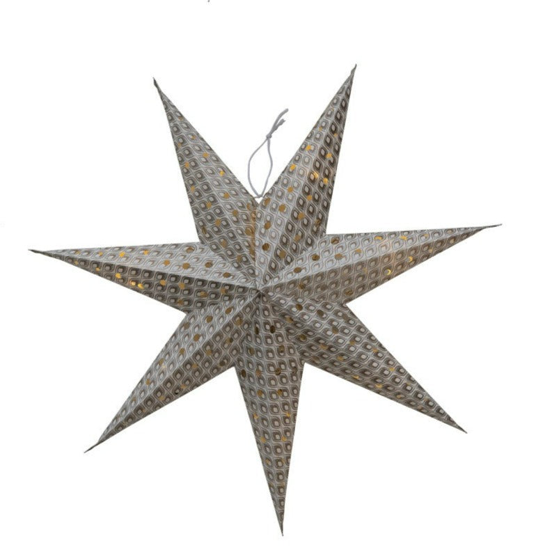 media image for Recycled Paper Star Ornament W Led Light String 7 27