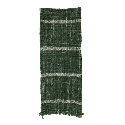 product image of Woven Wool Blend Slub Table Runner W Stripes Fringe 1 585