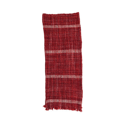 product image for Woven Wool Blend Slub Table Runner W Stripes Fringe 2 98