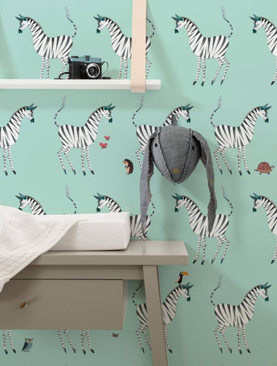 product image of Zebra Kids Wallpaper in Mint by KEK Amsterdam 566