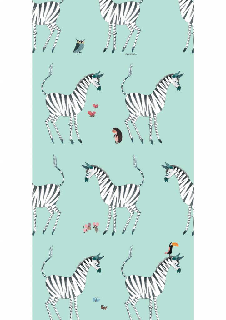 media image for Zebra Kids Wallpaper in Mint by KEK Amsterdam 254