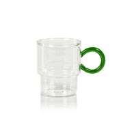 batistta tea coffee glass w green handle ch 6009 1